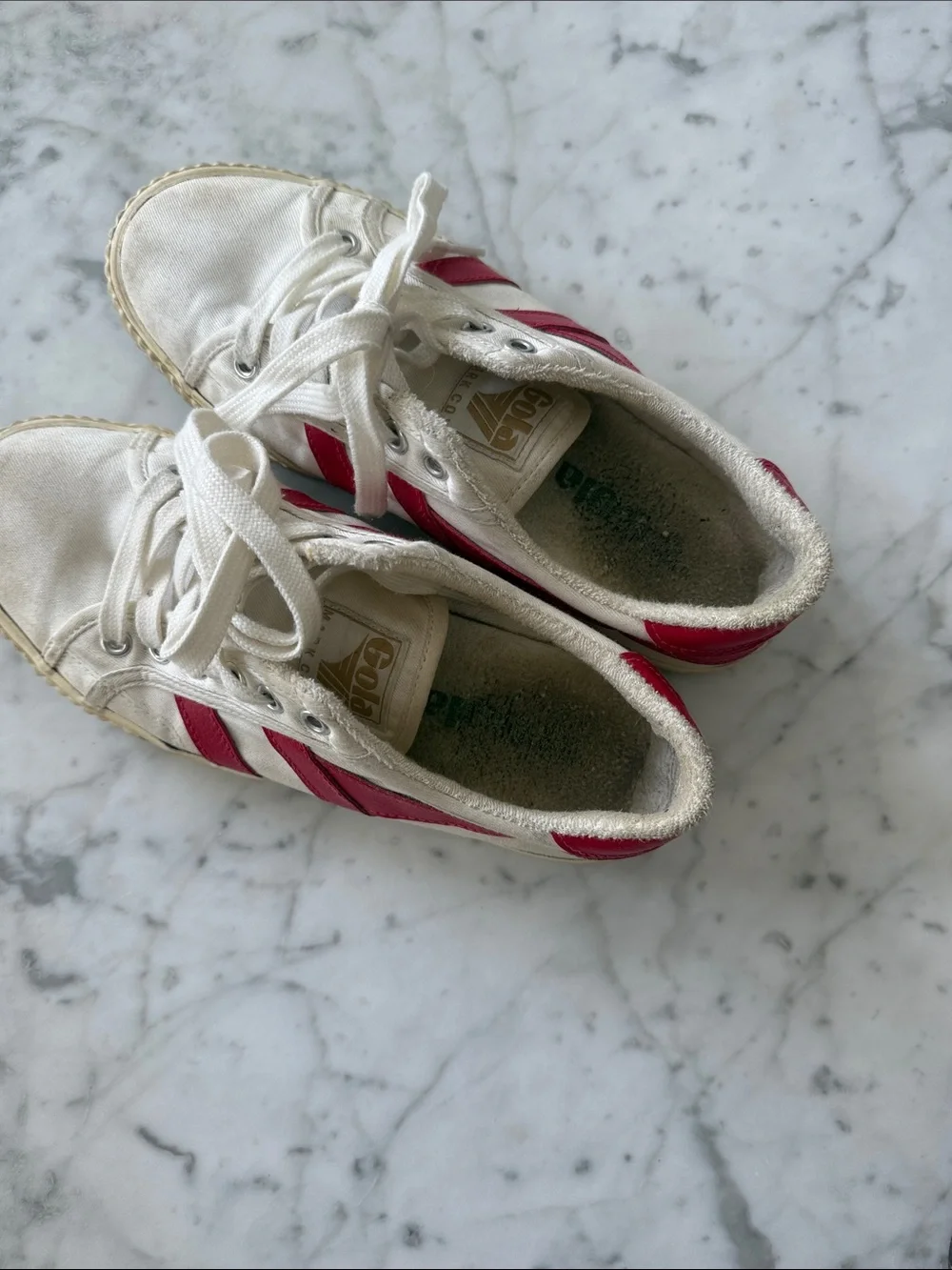 Gola mark cox women’s tennis White Sneakers with Red Stripe Accent